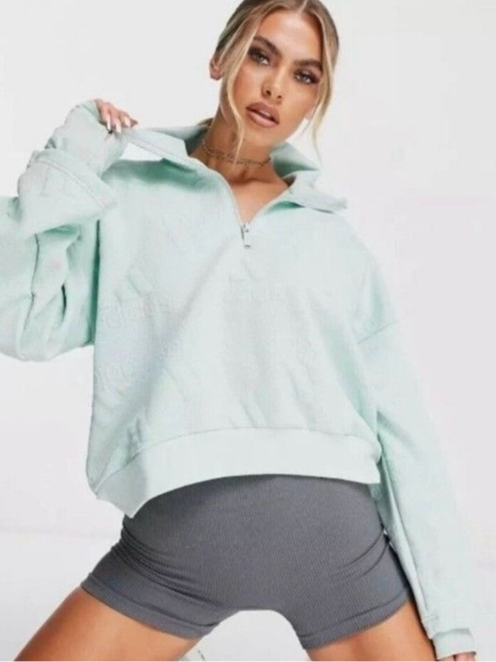 adidas Women's collared crop Quarter-Zip Sweatshirt